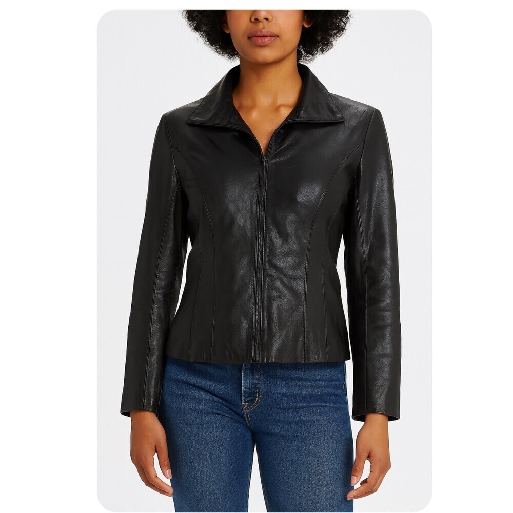 WILSONS Vintage LEATHER MAXIMA Leather Women's Jacket Sz M black pockets zip up